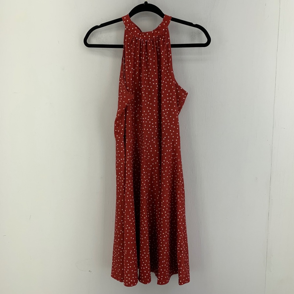 Polka Dot Halter Neck A-Line Summer‎ Dress Medium Sleeveless Tie Beach Pinup